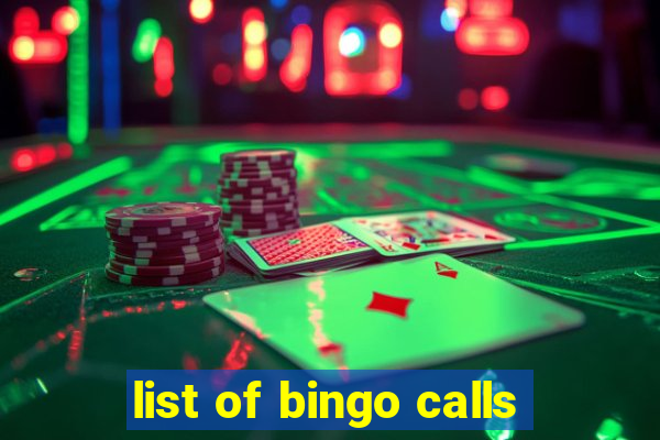 list of bingo calls